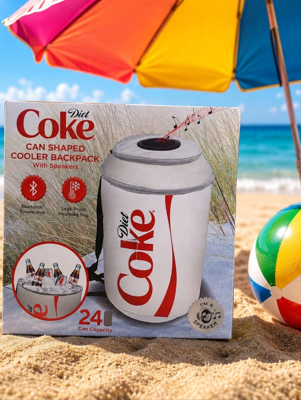 Diet Coke Can-Shaped Cooler Backpack in White & Red